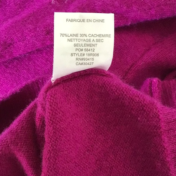 TRINA TURK MAGENTA LONG SLEEVE CASHMERE WOOL SWEATER LARGE - Picture 8 of 12